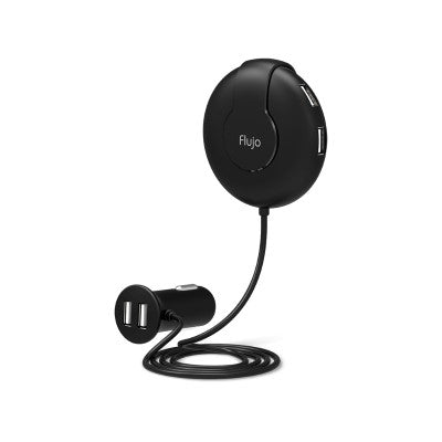 Flujo PW-5 6-Port USB SMART Car Charger for Front and Backseat Charging Charging Black