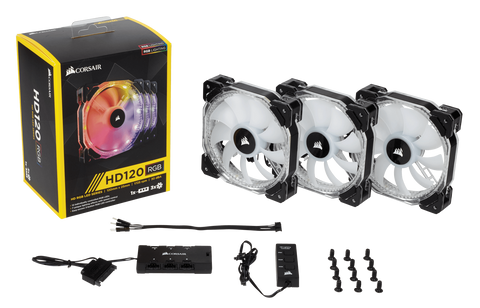 Corsair HD120 RGB LED High Performance 120mm PWM Fan — Three Pack with Controller (0.72 KG)