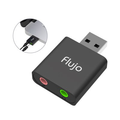 Flujo AH-1M-B USB Audio Adapter - Speaker & Headphone Port - 2 x 3.5mm Port Type A Black