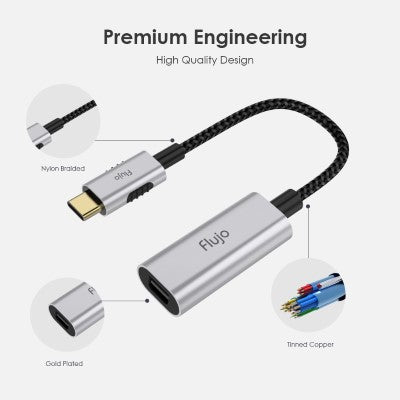 Flujo X-32 USB  C to Mini DisplayPort Female Cable(Silver) Data transfer  Silver