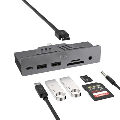 Flujo CH-61 iMac Pro 7 in 1 Muli-function USB C Adapter 1xHDMI,2xUSB 3.0,TF/SD Card Reader,1xAudio jack,1xPD Type C Grey