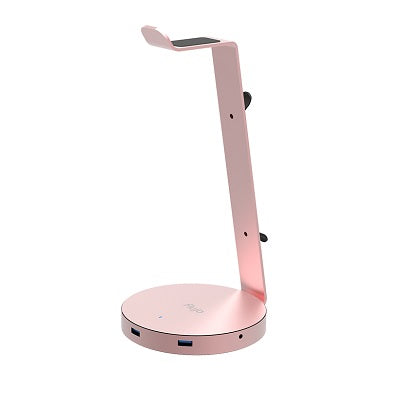 Flujo AH-2-D Headphone Stand with USB3.0 Hub & Audio - Gold