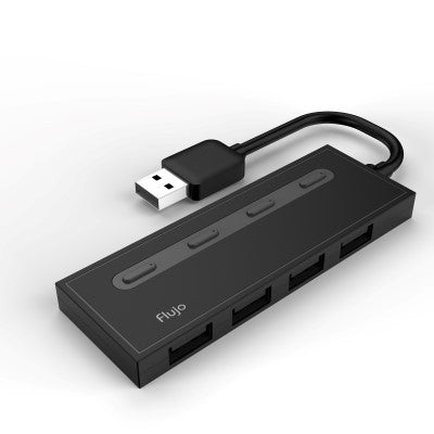 Flujo 4 Port USB3.1 Hub With Power Switches Type A - Black | AH-56