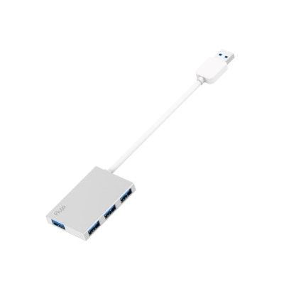 Flujo AH-4-S Ultra-Thin 4Port USB3.0 Hub With Cable Type A Silver