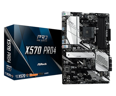 X570 Pro4 ATX Motherboard for AMD AM4 Socket Ryzen™ 2000, 3000, 4000 G-Series and 5000 Series Desktop Processors
