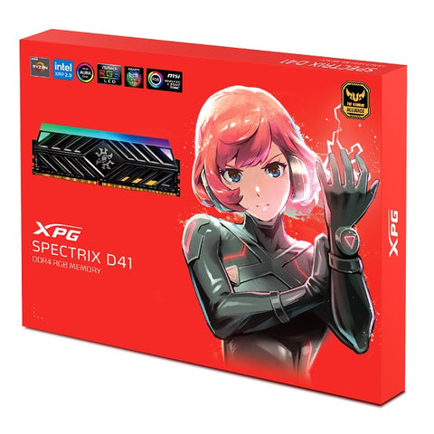 Adata SPECTRIX D41 DDR4-3200 RGB Memory Kit for PC - 16GB [8GBx2] - Black