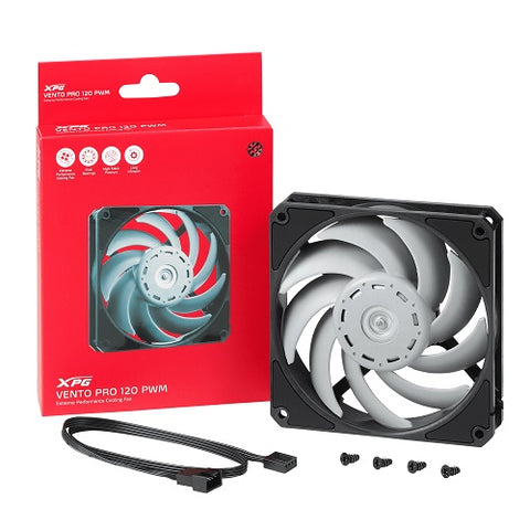 XPG Vento Pro 120 PWM 2150rpm Gentle Typhoon High Static Pressure Non LED Fan - Black