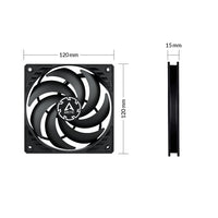 Arctic P12 Slim PWM PST Pressure-optimised 120 mm Fan w/integrated Y-cable - Black