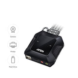 Aten CS22H 2-Port USB 4K HDMI Cable KVM Switch w/Remote Port Selector