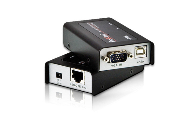 Aten CE100 Mini USB KVM Extender. VGA gain control. Non-powered(local).1920 x 1200 @ 60 Hz (30 m); 1280x1024@60Hz (100m). No local console.