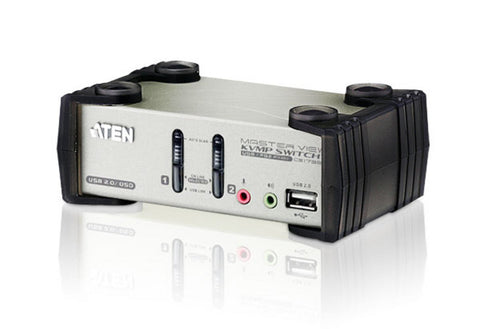 Aten CS1732B 2-port USB KVMP. USB2.0 hub, 2x1.2m USB KVM cable. Audio enabled. OSD. (Hot key & push button)
