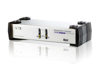 Aten CS1742 2-port USB Dual-View KVMP, 2x1.2m USB KVM cable. Audio enabled. USB hub. (Hot key & push button)