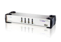 Aten CS1744 4-port USB Dual-View KVMP, 2x1.2m and 2x1.8m USB KVM cable. Audio enabled. USB hub. (Hot key & push button)