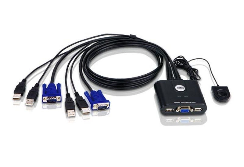 CS22U 2-Port USB VGA Cable KVM Switch with Remote Port Selector