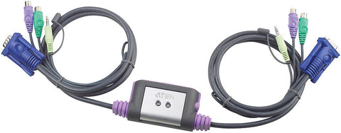 Aten CS62A 2-port PS/2 Cable KVM. Cable length: 1.2m. Audio enabled.