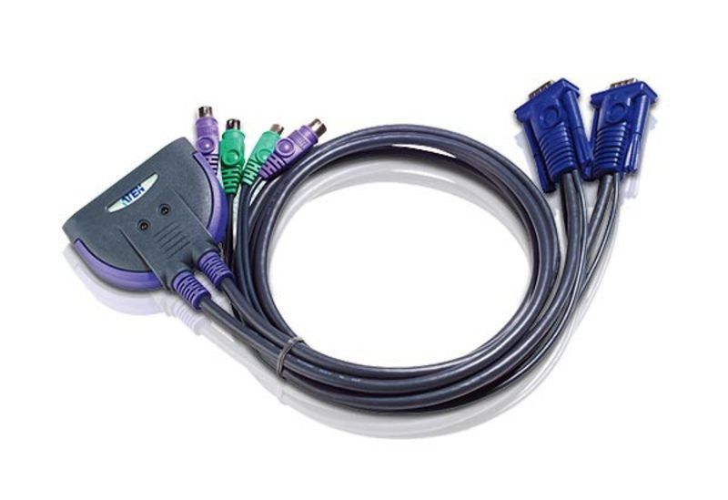 Aten CS62S Economical 2-port PS/2 Cable KVM. Cable length: 0.9m Economical 2-port PS/2 Cable KVM. Cable length: 0.9m