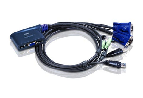 Aten CS62US 2-port USB Cable KVM. Cable length: 0.9m. Audio enabled.