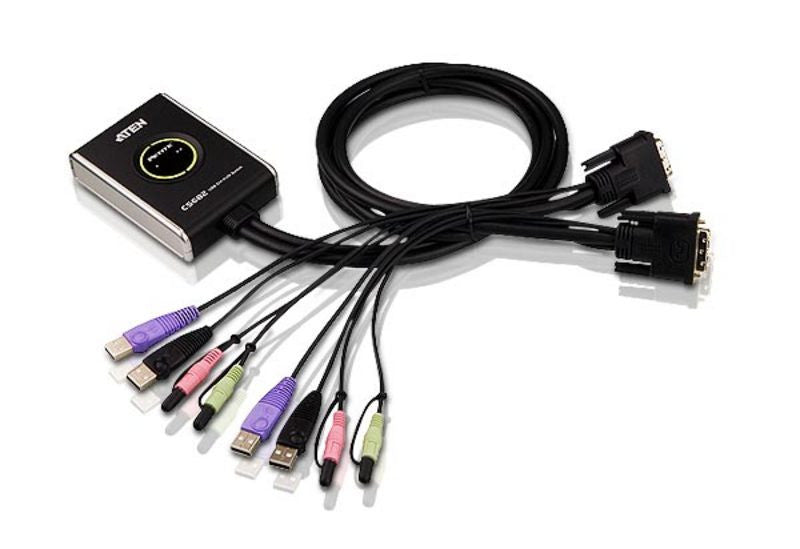 Aten CS682 2-Port USB 2.0 DVI(SL) Cable KVMP. Cable length: 1.2m. Audio enabled.
