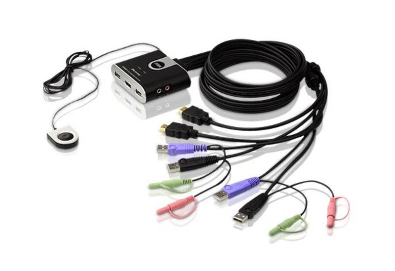 Aten CS692 2-port USB2.0 HDMI Cable KVM. Cable length: 1.2m. Audio enabled. (Plastic, Mini type)
