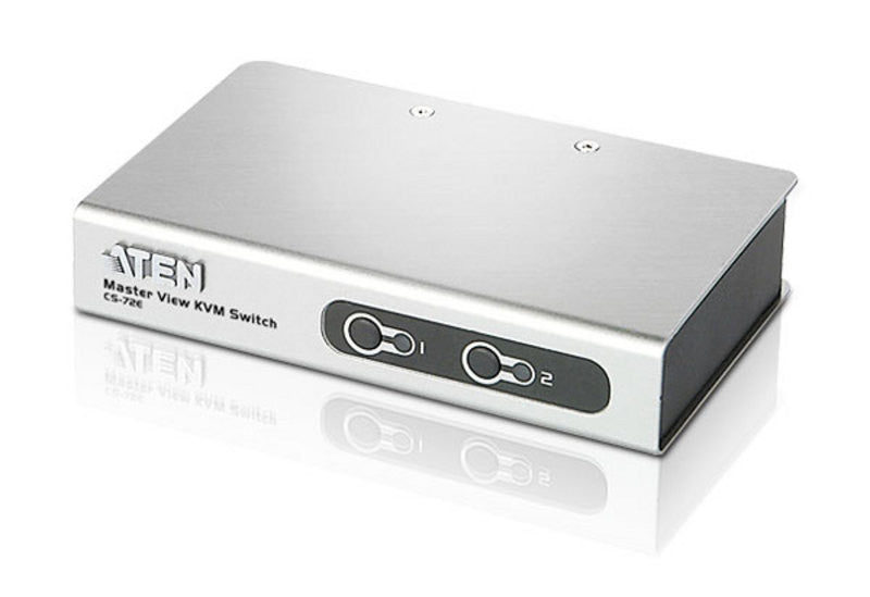 Aten CS72E 2-port PS/2 KVM with 2x1.2m PS2 KVM cable (Slim metal version, push button )