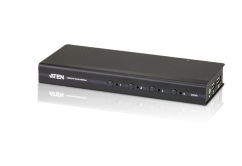 Aten CS74D 4-Port USB 2.0 DVI-I(single link) KVMP,  2x1.2m and 2x1.8m USB KVM cable. Audio enabled. (Slim, Petite type)