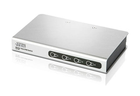 Aten CS74E 4-port PS/2 KVM with 2x1.2m and 2x1.8m PS2 KVM cable (Slim metal version, push button)