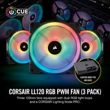 LL120 RGB 120mm Dual Light Loop RGB LED PWM 3 Fan Pack with Lighting Node PRO