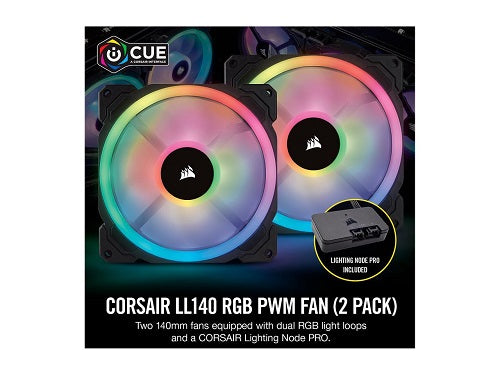 LL140 RGB 140mm Dual Light Loop RGB LED PWM Fan — 2 Fan Pack with Lighting Node PRO