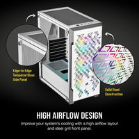 iCUE 220T RGB Airflow Tempered Glass Mid-Tower Smart Case, White