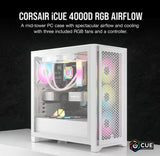 Corsair iCUE 4000D RGB AIRFLOW Mid-Tower ATX Case w/3*AF120 RGB ELITE Fans, iCUE Lighting Node PRO Controller