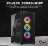 Corsair iCUE 5000D RGB AIRFLOW Mid-Tower ATX Case w/3*AF120 RGB ELITE Fans, iCUE Lighting Node PRO Controller