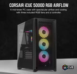 Corsair iCUE 5000D RGB AIRFLOW Mid-Tower ATX Case w/3*AF120 RGB ELITE Fans, iCUE Lighting Node PRO Controller