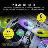 iCUE H100i ELITE CAPELLIX Liquid CPU Cooler | 240mm Radiator | 2*ML120 RGB PWM Fans | RGB Pump Head - White
