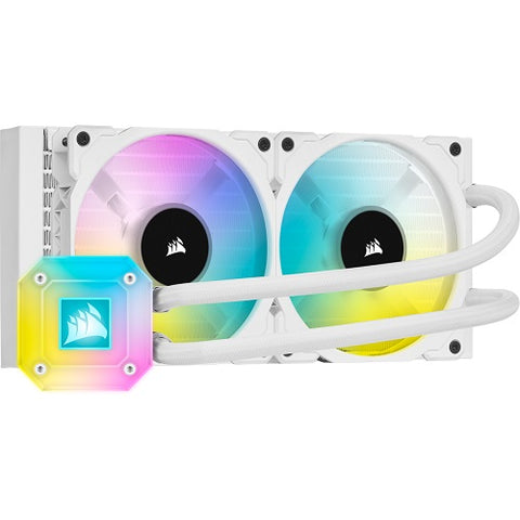 iCUE H100i ELITE CAPELLIX Liquid CPU Cooler | 240mm Radiator | 2*ML120 RGB PWM Fans | RGB Pump Head - White