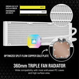 iCUE H150i ELITE CAPELLIX Liquid CPU Cooler | 360mm Radiator | 3*ML120 RGB PWM Fans | RGB Pump Head - White