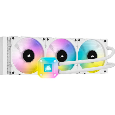 iCUE H150i ELITE CAPELLIX Liquid CPU Cooler | 360mm Radiator | 3*ML120 RGB PWM Fans | RGB Pump Head - White