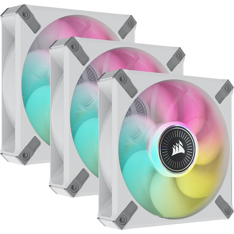 Corsair iCUE ML120 RGB ELITE Premium 120mm PWM Magnetic Levitation 3 Fans Kit w/iCUE Lighting Node CORE - White