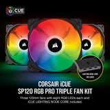 iCUE SP120 RGB PRO Performance 120mm Triple Fan Kit w/ Lighting Node CORE