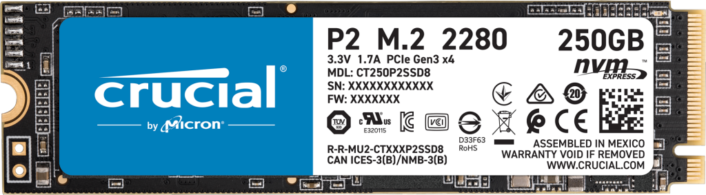 Crucial P2 3D NAND NVMe PCIe M.2 SSD | 250GB | 500GB | 1TB | 2TB