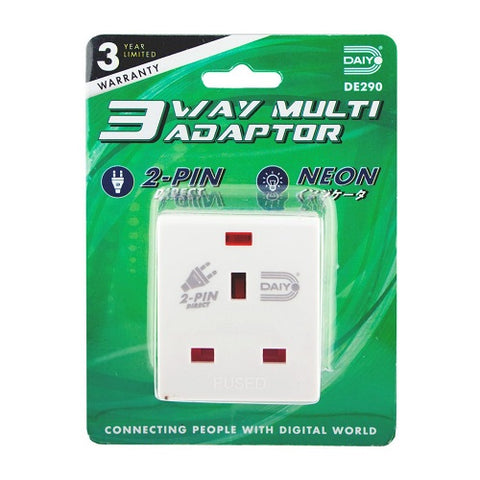 DE 290 3 Way Multi Adaptor With Neon