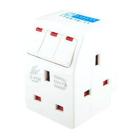 DE 291 3 Way Multi Adaptor With Switch & Neon Light