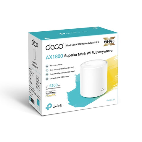 Deco X20 AX1800 Whole Home Mesh Wi-Fi 6 System (1-pack)