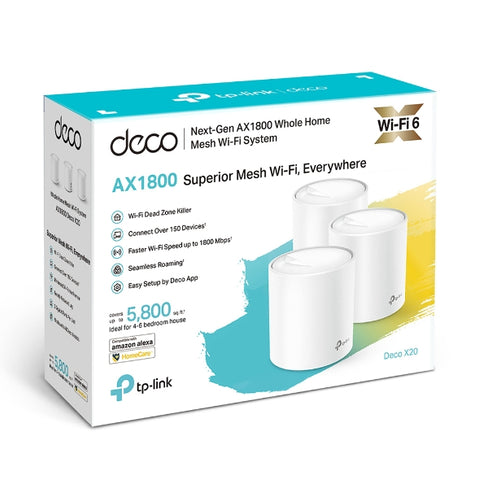 Deco X20 AX1800 Whole Home Mesh Wi-Fi 6 System