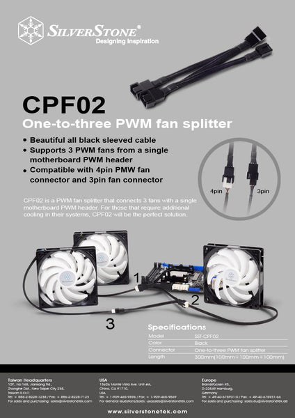 SILVERSTONE 1-3 PWM FAN SPLITTER CABLE