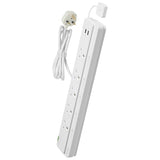 Powex 5 Gangs Switched Extension Socket with Surge Protection, LED, 2*USB & Wired Control - White