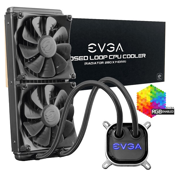 EVGA CLC 280mm All-In-One RGB LED CPU Liquid Cooler w/2x FX13 140mm PWM Fans