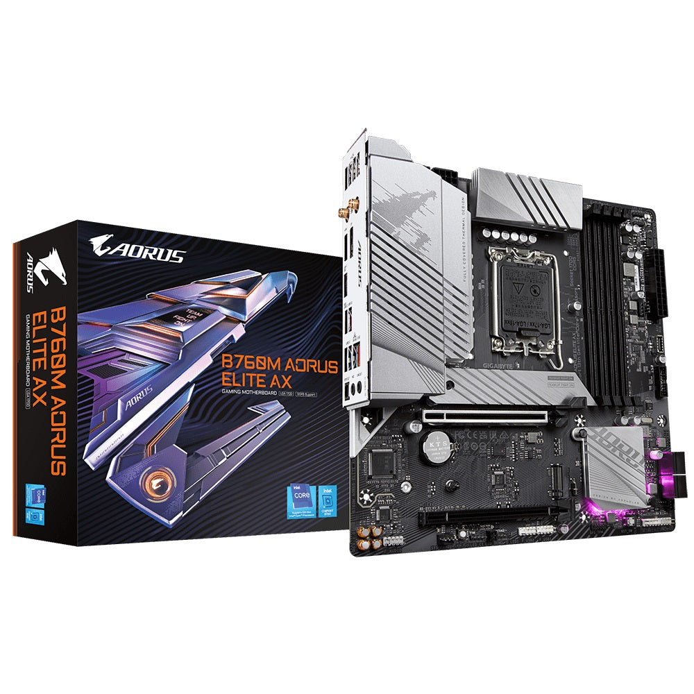 Gigabyte B760M Aorus Elite AX DDR5 LGA1700 mATX Motherboard for Intel 13th/12th Gen Processors