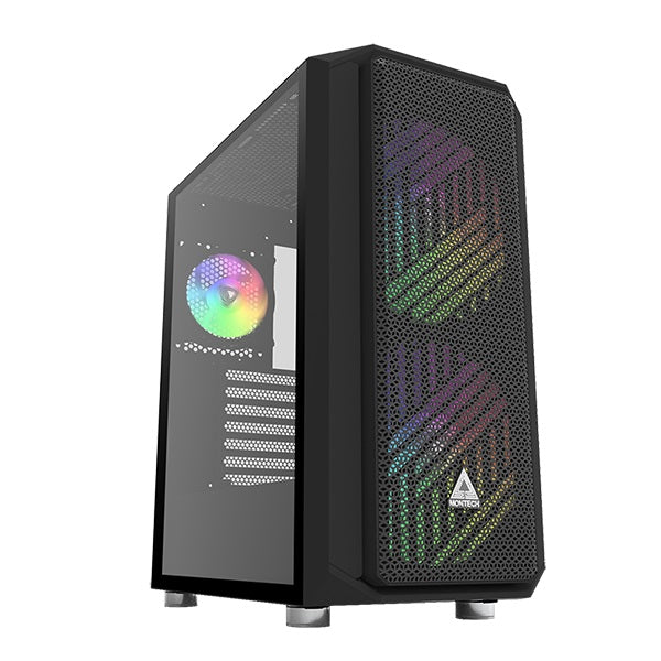 AIR X ARGB Mesh Front Compact ATX Side Tempered Glass PC Case w/2*20cm+12cm ARGB Fans and Controller