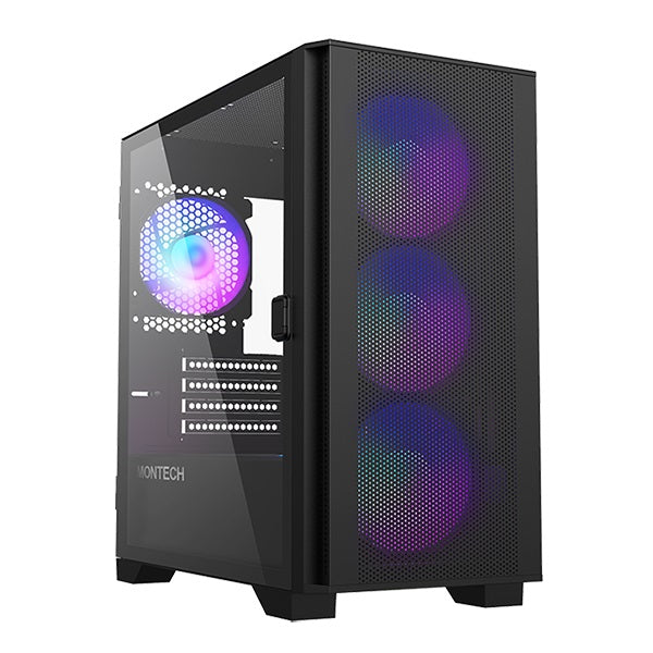 Air 100 ARGB Mesh Front Swivel Tempered Glass mATX Case w/4*12cm ARGB Fans and Controller