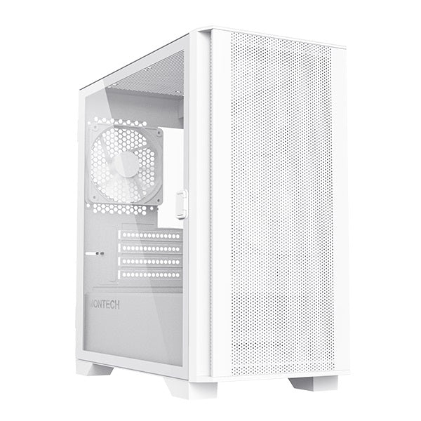 Montech Air 100 LITE Mesh Front Swivel Tempered Glass mATX Case w/2*12cm Fans - White